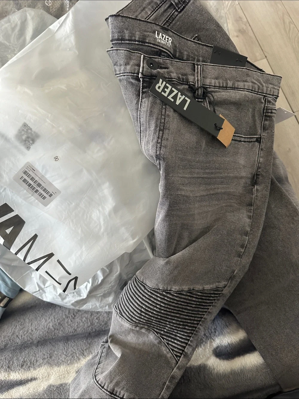 Lazer Men's Slim Skinny Jeans in Washed Gray